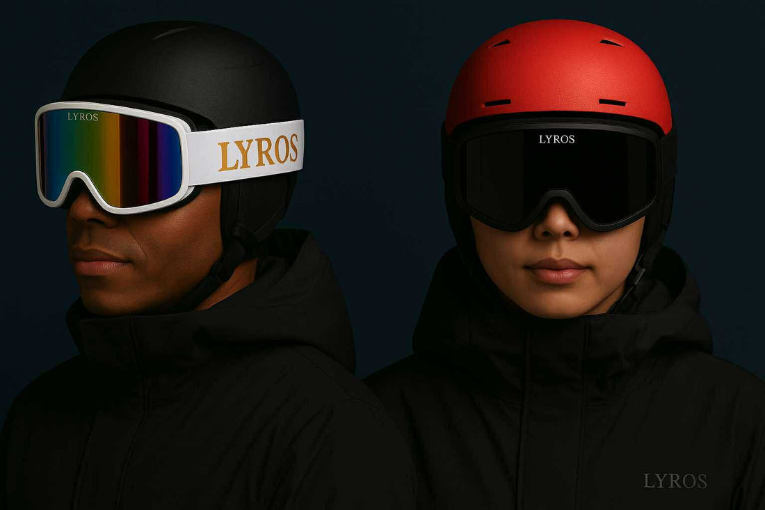 Masques de ski magnétiques LYROS portés avec casque