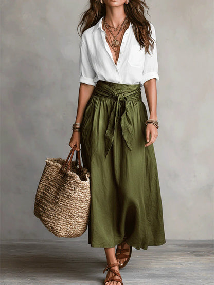 L’Ensemble Signature : Duo Chemise à Manches Longues et Jupe Longue – Lyros