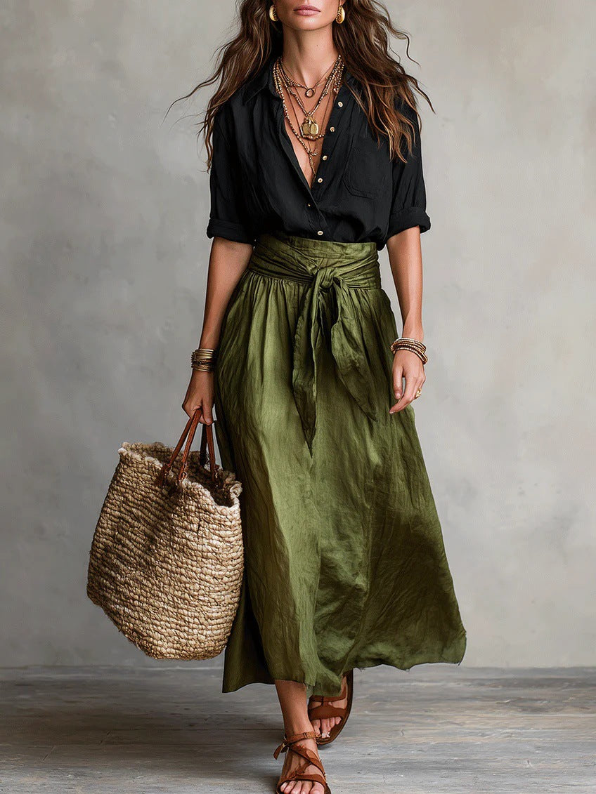 L’Ensemble Signature : Duo Chemise à Manches Longues et Jupe Longue – Lyros