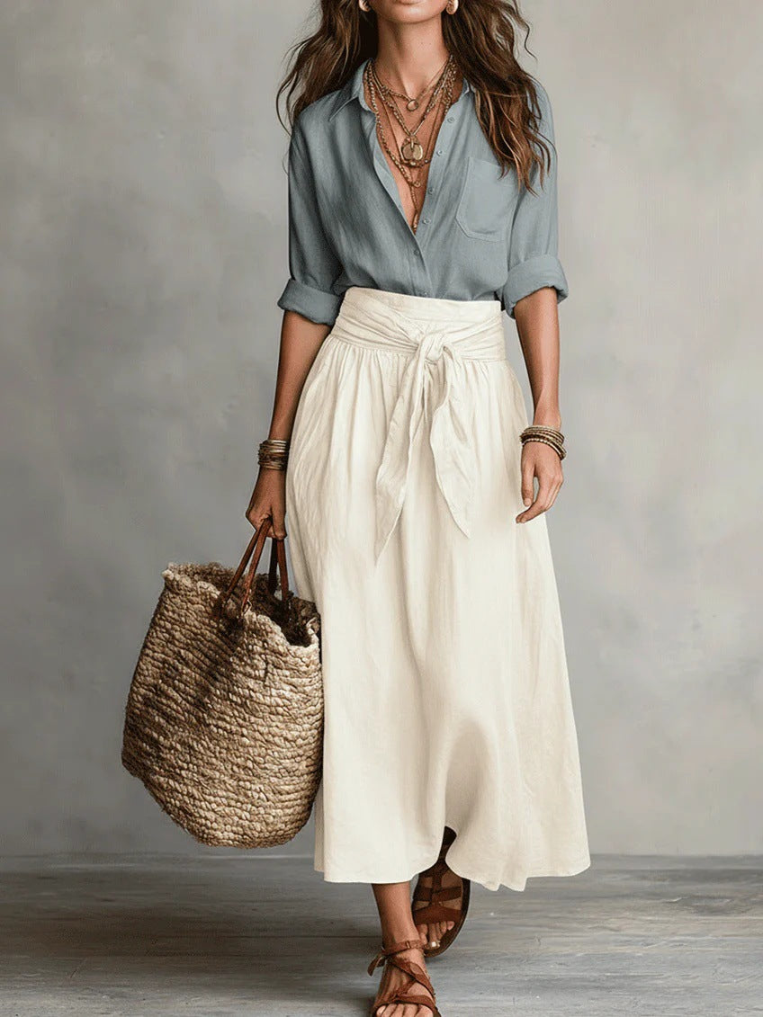 L’Ensemble Signature : Duo Chemise à Manches Longues et Jupe Longue – Lyros