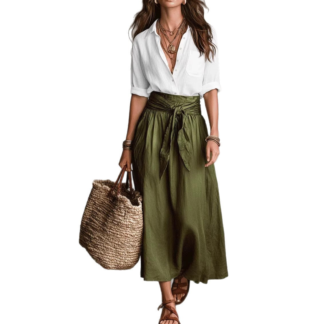 L’Ensemble Signature : Duo Chemise à Manches Longues et Jupe Longue – Lyros