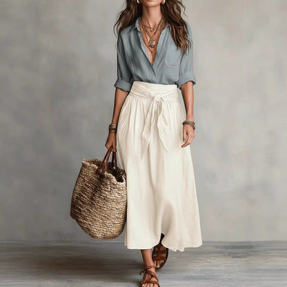 L’Ensemble Signature : Duo Chemise à Manches Longues et Jupe Longue – Lyros