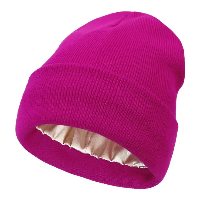 Silk-Lined Knitted Beanie – Hair Care &amp; Ultra Comfort