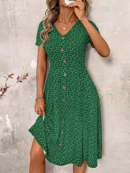 Robe Midi boutonnée, Style Champêtre Lyros