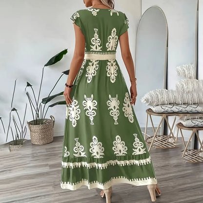 L’Essentiel Boho-Chic : Robe Longue d’Été à Manches Courtes