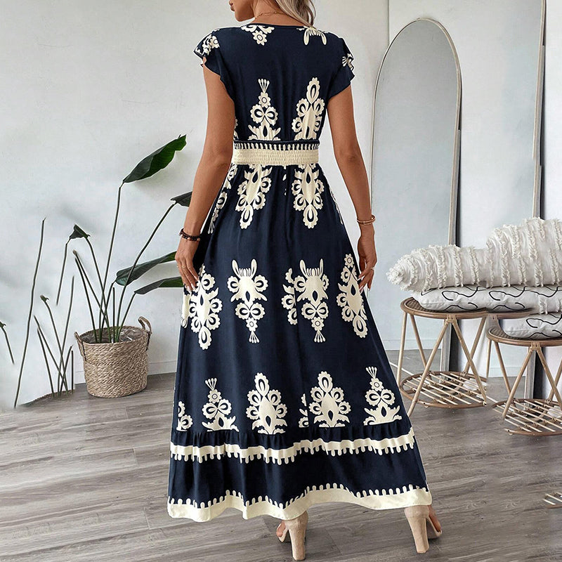 L’Essentiel Boho-Chic : Robe Longue d’Été à Manches Courtes